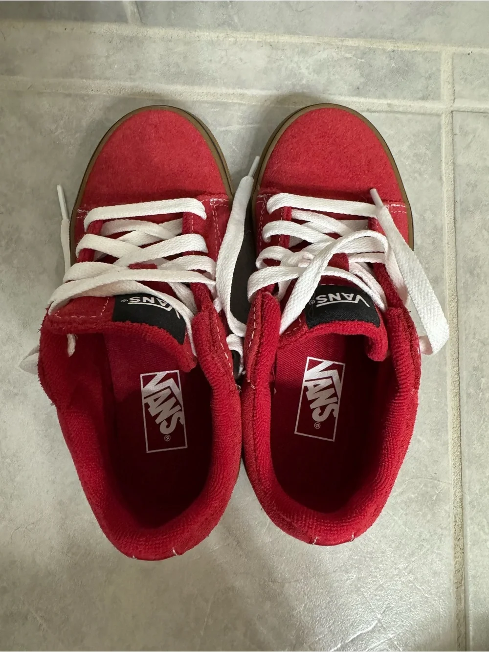 Vans Red Suede Sneakers with Gum Soles